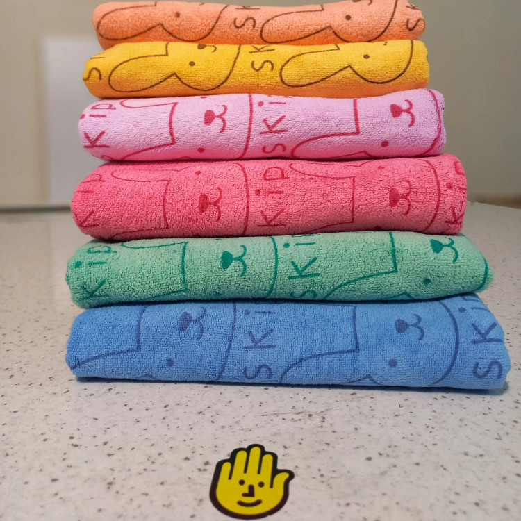 حوله استخری بسته 6 عددی حوله مسافرتی ورزشی 70 در140 نانو خرگوشی حوله میکروفایبر عمده خانه سلام